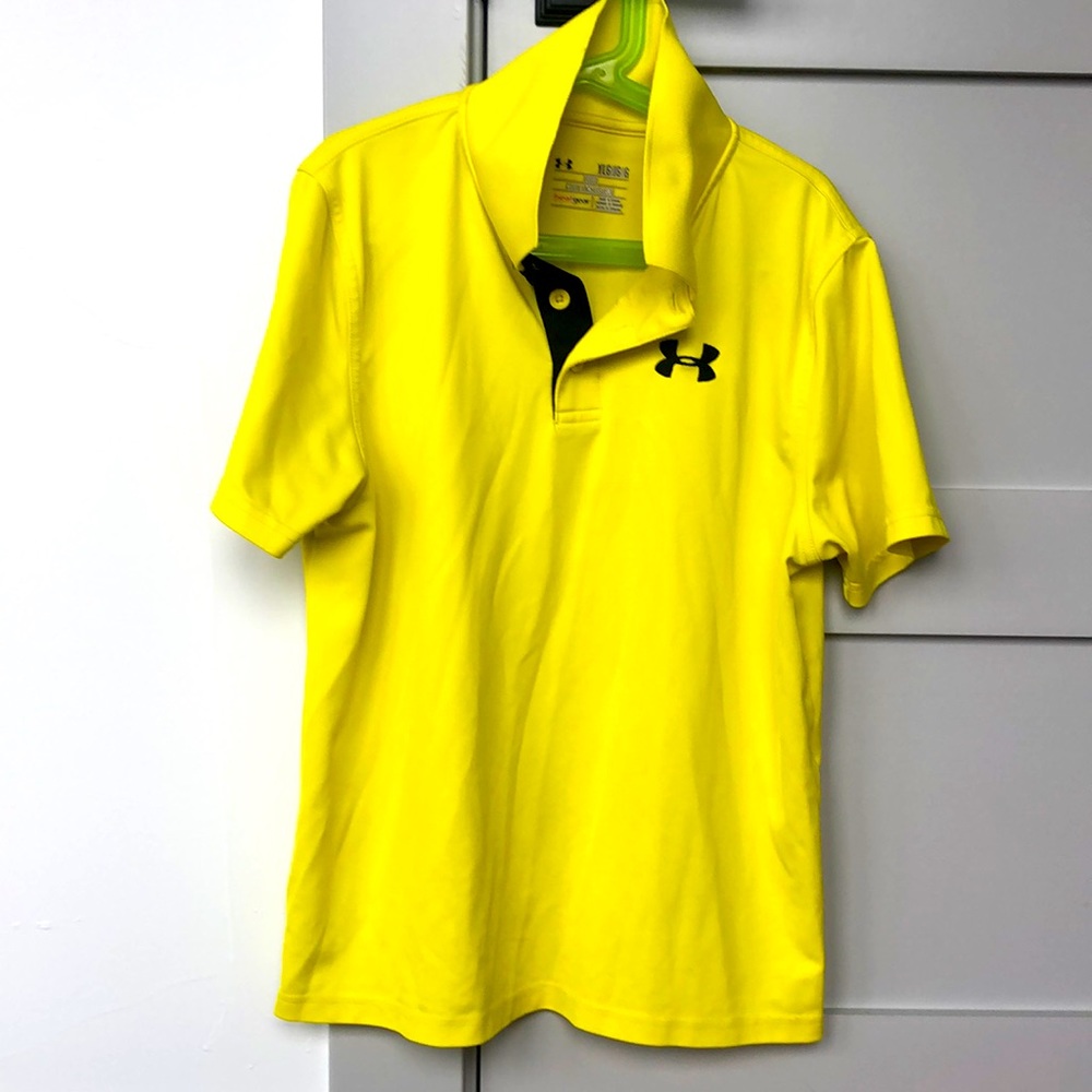Boys Under Armour Golf Polo Size YL - Bright Yellow